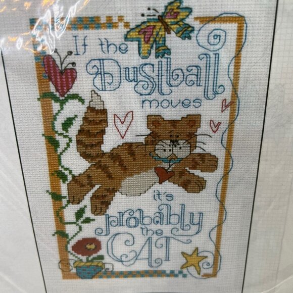 Imaginating Inc Cross Stitch Design Dustball Cat 1486 by Diane Arthurs NEW - Picture 2 of 5